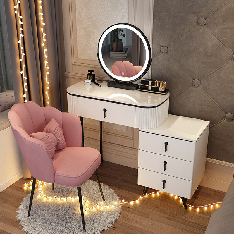 Mirrored Vanity Table and Stool Set Engineered Wood Vanity Desk