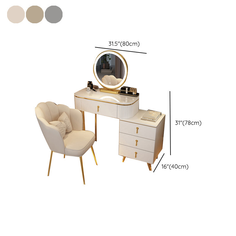 Mirrored Vanity Table and Stool Set Engineered Wood Vanity Desk