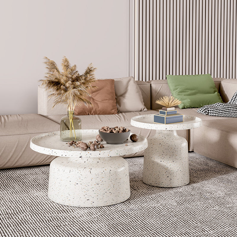 Modern Round Tray Top Cocktail Table Steel Pedestal Coffee Table Clearhalo 'Coffee & Accent Tables' 'Coffee Tables' 'coffee_tables' 'furn' 'furn_coffee_tables' 'Furniture' 'Living Room Furniture' 6863204