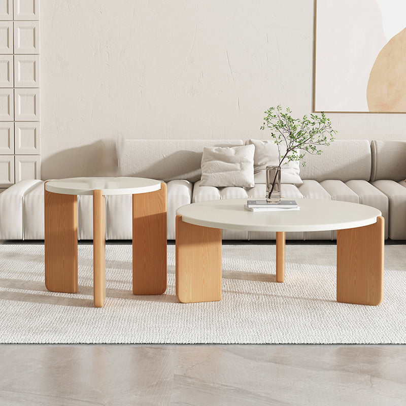 3 Legs Coffee Table Set Modern No Distressing Round Wood Coffee Table Clearhalo 'Coffee & Accent Tables' 'Coffee Tables' 'coffee_tables' 'furn' 'furn_coffee_tables' 'Furniture' 'Living Room Furniture' 6863217