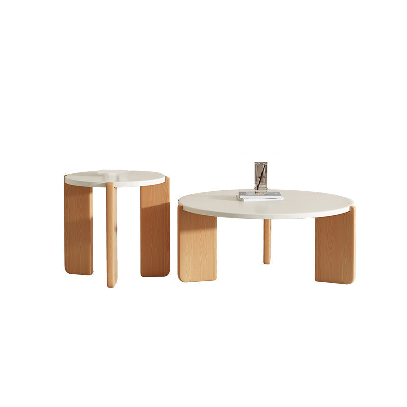 3 Legs Coffee Table Set Modern No Distressing Round Wood Coffee Table Clearhalo 'Coffee & Accent Tables' 'Coffee Tables' 'coffee_tables' 'furn' 'furn_coffee_tables' 'Furniture' 'Living Room Furniture' 6863219