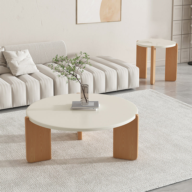 3 Legs Coffee Table Set Modern No Distressing Round Wood Coffee Table Clearhalo 'Coffee & Accent Tables' 'Coffee Tables' 'coffee_tables' 'furn' 'furn_coffee_tables' 'Furniture' 'Living Room Furniture' 6863222