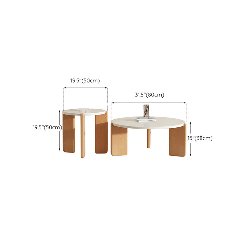 3 Legs Coffee Table Set Modern No Distressing Round Wood Coffee Table Clearhalo 'Coffee & Accent Tables' 'Coffee Tables' 'coffee_tables' 'furn' 'furn_coffee_tables' 'Furniture' 'Living Room Furniture' 6863233