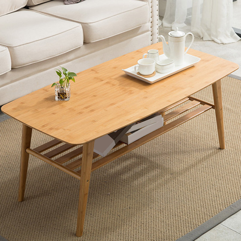 4 Legs Coffee Table Modern Wood Oval Cocktail Table with Shelf Clearhalo 'Coffee & Accent Tables' 'Coffee Tables' 'coffee_tables' 'furn' 'furn_coffee_tables' 'Furniture' 'Living Room Furniture' 6863234