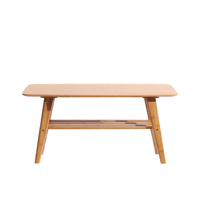 4 Legs Coffee Table Modern Wood Oval Cocktail Table with Shelf 39.5"L x 19.5"W x 16"H Natural Clearhalo 'Coffee & Accent Tables' 'Coffee Tables' 'coffee_tables' 'furn' 'furn_coffee_tables' 'Furniture' 'Living Room Furniture' 6863236
