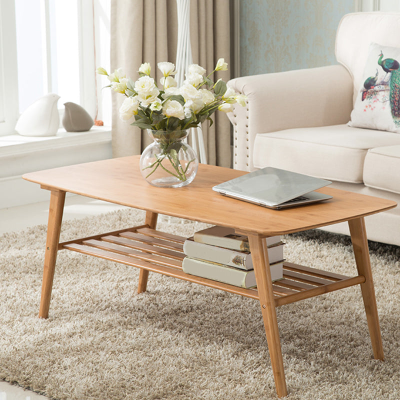 4 Legs Coffee Table Modern Wood Oval Cocktail Table with Shelf Clearhalo 'Coffee & Accent Tables' 'Coffee Tables' 'coffee_tables' 'furn' 'furn_coffee_tables' 'Furniture' 'Living Room Furniture' 6863237
