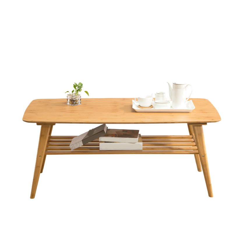 4 Legs Coffee Table Modern Wood Oval Cocktail Table with Shelf 47"L x 24"W x 20"H Natural Clearhalo 'Coffee & Accent Tables' 'Coffee Tables' 'coffee_tables' 'furn' 'furn_coffee_tables' 'Furniture' 'Living Room Furniture' 6863240