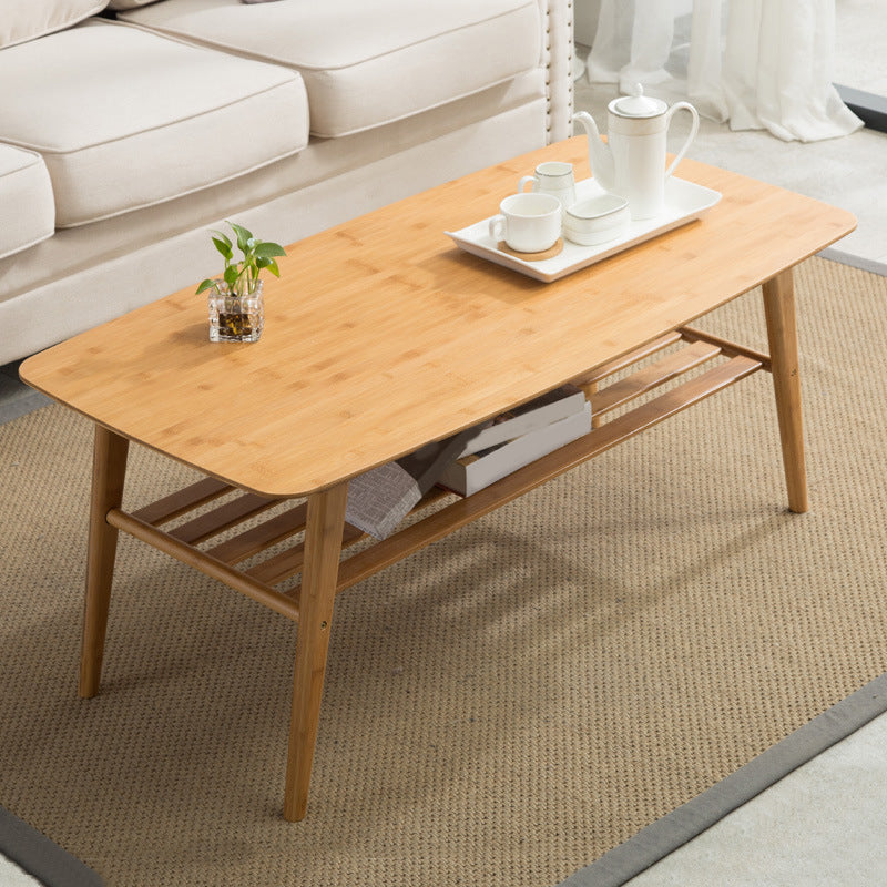 4 Legs Coffee Table Modern Wood Oval Cocktail Table with Shelf Clearhalo 'Coffee & Accent Tables' 'Coffee Tables' 'coffee_tables' 'furn' 'furn_coffee_tables' 'Furniture' 'Living Room Furniture' 6863241