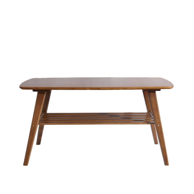 4 Legs Coffee Table Modern Wood Oval Cocktail Table with Shelf 39.5"L x 20"W x 20"H Brown Clearhalo 'Coffee & Accent Tables' 'Coffee Tables' 'coffee_tables' 'furn' 'furn_coffee_tables' 'Furniture' 'Living Room Furniture' 6863242