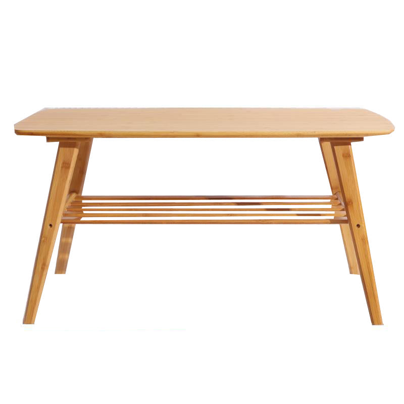 4 Legs Coffee Table Modern Wood Oval Cocktail Table with Shelf Clearhalo 'Coffee & Accent Tables' 'Coffee Tables' 'coffee_tables' 'furn' 'furn_coffee_tables' 'Furniture' 'Living Room Furniture' 6863243