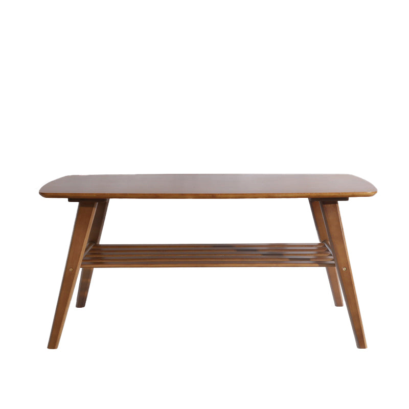 4 Legs Coffee Table Modern Wood Oval Cocktail Table with Shelf 47"L x 24"W x 20"H Tan Clearhalo 'Coffee & Accent Tables' 'Coffee Tables' 'coffee_tables' 'furn' 'furn_coffee_tables' 'Furniture' 'Living Room Furniture' 6863248
