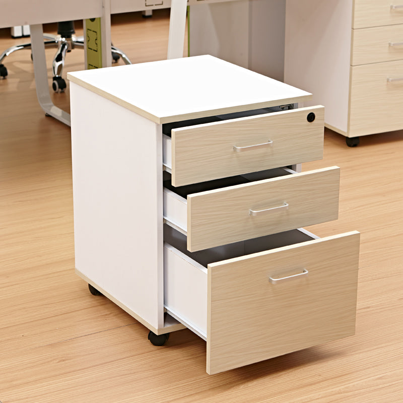 Contemporary File Cabinets Wood File Pedestal with Key Lock for Home Office Clearhalo 'Filing Cabinets' 'filling_cabinets' 'furn' 'furn_filling_cabinets' 'Furniture' 'Office Furniture' 6864133