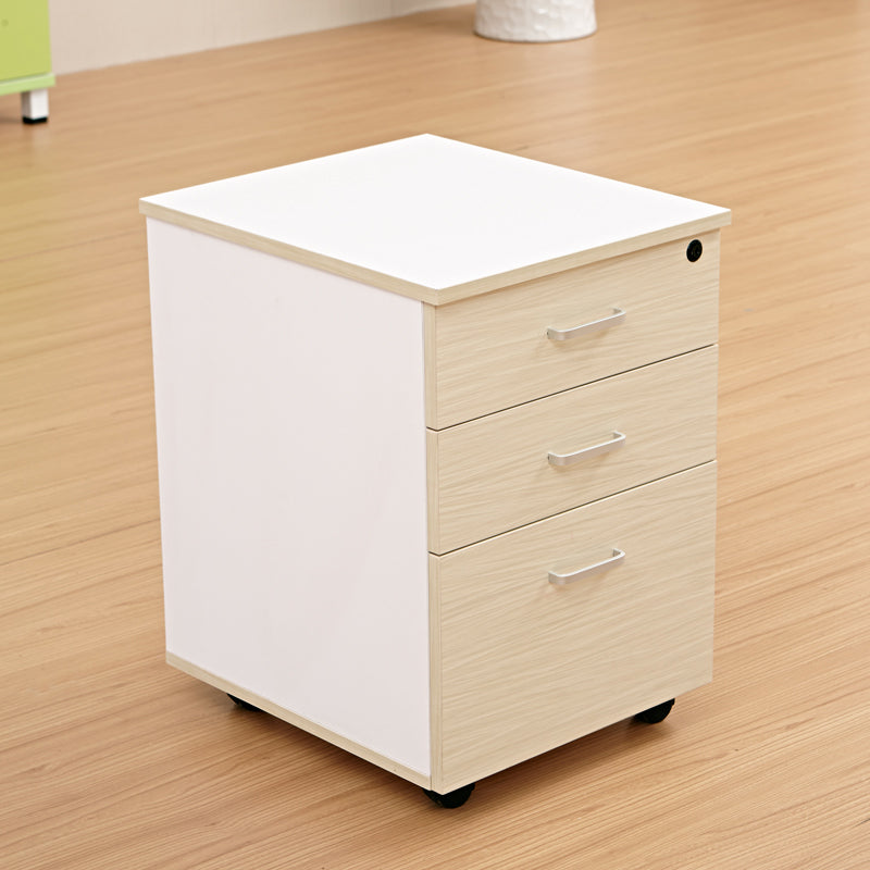 Contemporary File Cabinets Wood File Pedestal with Key Lock for Home Office White Clearhalo 'Filing Cabinets' 'filling_cabinets' 'furn' 'furn_filling_cabinets' 'Furniture' 'Office Furniture' 6864134