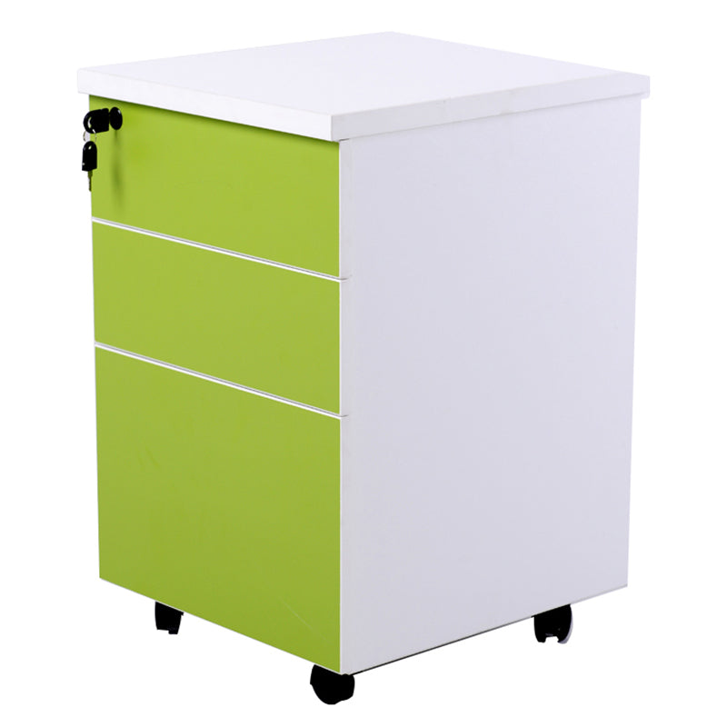 Contemporary File Cabinets Wood File Pedestal with Key Lock for Home Office Green Clearhalo 'Filing Cabinets' 'filling_cabinets' 'furn' 'furn_filling_cabinets' 'Furniture' 'Office Furniture' 6864139