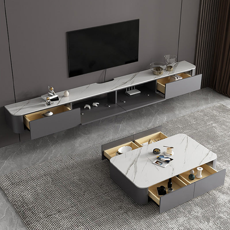 Console de support de rangement fermée, Console multimédia TV en pierre pour salon