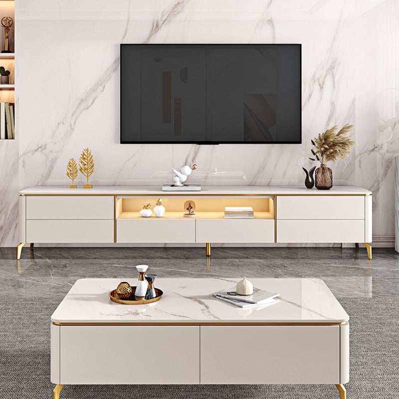 Glam Media Console Glass Open Shelving TV Stand for Living Room Clearhalo 'furn' 'furn_tv_stands_entertainment_centers' 'Furniture' 'Living Room Furniture' 'TV Stands & Entertainment Centers' 'TV Stands & Media Storage Furniture' 'tv_stands_entertainment_centers' 6865213