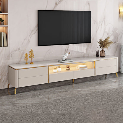 Glam Media Console Glass Open Shelving TV Stand for Living Room 79"L x 16"W x 20"H Clearhalo 'furn' 'furn_tv_stands_entertainment_centers' 'Furniture' 'Living Room Furniture' 'TV Stands & Entertainment Centers' 'TV Stands & Media Storage Furniture' 'tv_stands_entertainment_centers' 6865214