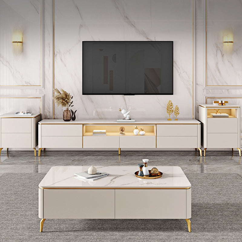 Glam Media Console Glass Open Shelving TV Stand for Living Room Clearhalo 'furn' 'furn_tv_stands_entertainment_centers' 'Furniture' 'Living Room Furniture' 'TV Stands & Entertainment Centers' 'TV Stands & Media Storage Furniture' 'tv_stands_entertainment_centers' 6865215