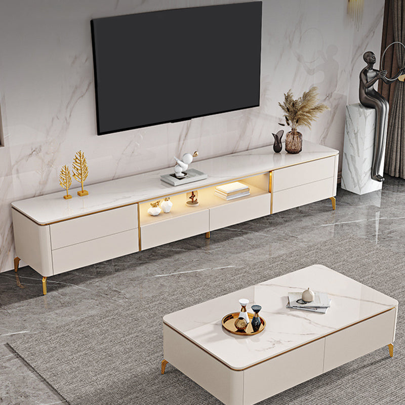 Glam Media Console Glass Open Shelving TV Stand for Living Room Clearhalo 'furn' 'furn_tv_stands_entertainment_centers' 'Furniture' 'Living Room Furniture' 'TV Stands & Entertainment Centers' 'TV Stands & Media Storage Furniture' 'tv_stands_entertainment_centers' 6865216