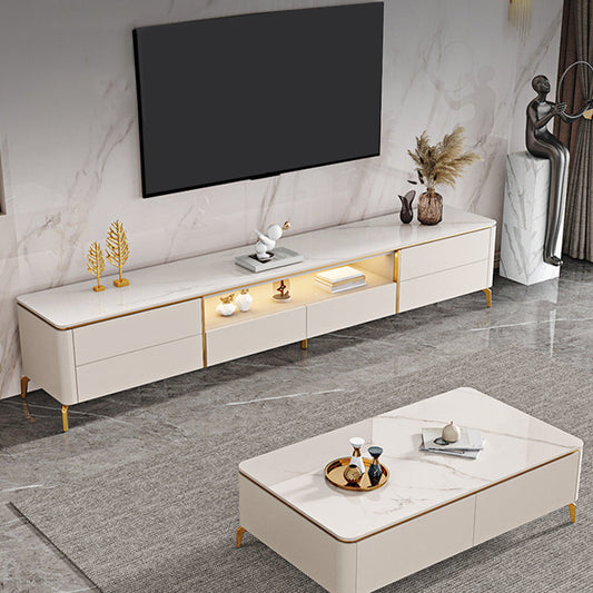 Glam Media Console Glass Open Scalefing TV Stand per soggiorno