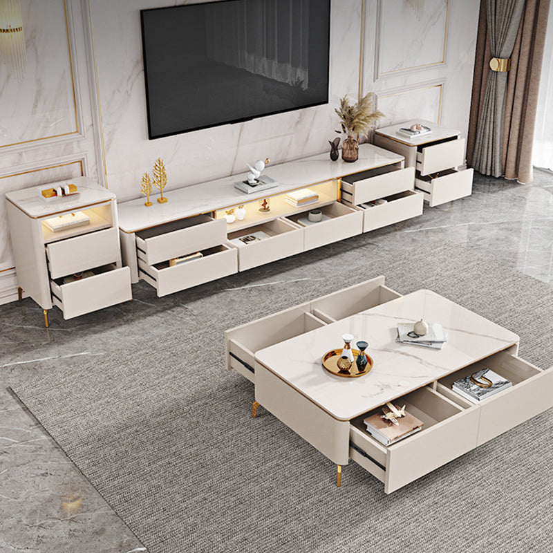 Glam Media Console Glass Open Shelving TV Stand for Living Room Clearhalo 'furn' 'furn_tv_stands_entertainment_centers' 'Furniture' 'Living Room Furniture' 'TV Stands & Entertainment Centers' 'TV Stands & Media Storage Furniture' 'tv_stands_entertainment_centers' 6865217