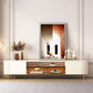 Glam Enclosed Storage Media Console Stone TV Stand for Living Room 87"L x 16"W x 21"H Clearhalo 'furn' 'furn_tv_stands_entertainment_centers' 'Furniture' 'Living Room Furniture' 'TV Stands & Entertainment Centers' 'TV Stands & Media Storage Furniture' 'tv_stands_entertainment_centers' 6865227