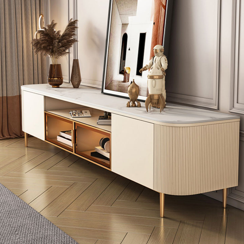 Glam Enclosed Storage Media Console Stone TV Stand for Living Room 79"L x 16"W x 21"H Clearhalo 'furn' 'furn_tv_stands_entertainment_centers' 'Furniture' 'Living Room Furniture' 'TV Stands & Entertainment Centers' 'TV Stands & Media Storage Furniture' 'tv_stands_entertainment_centers' 6865228