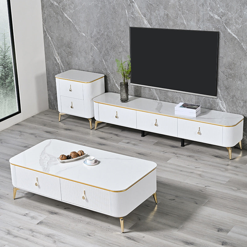 Glam, console multimediale di archiviazione chiusa, supporto TV in pietra con cassetti
