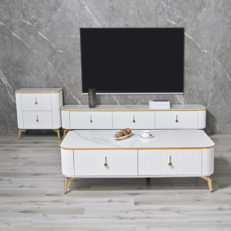 Glam, console multimediale di archiviazione chiusa, supporto TV in pietra con cassetti