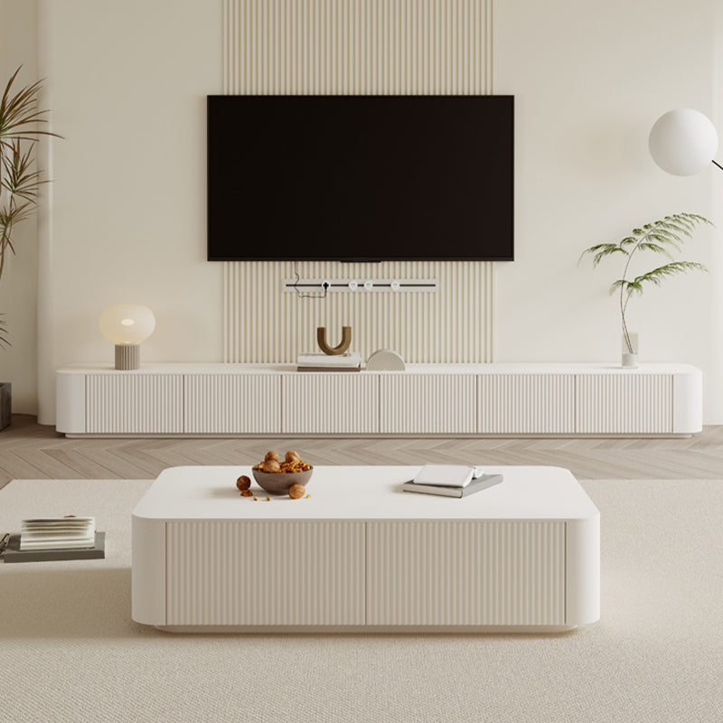 Console de support moderne avec rangement fermé, console multimédia TV avec 6 tiroirs