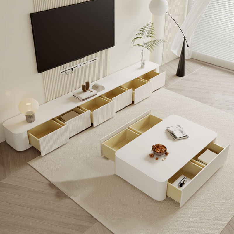 Console de support moderne avec rangement fermé, console multimédia TV avec 6 tiroirs