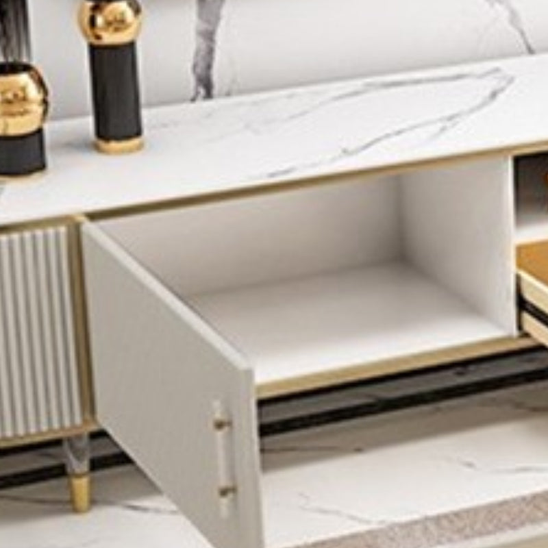 Glam Media Console Stone Enclosed Storage TV Stand for Living Room Clearhalo 'furn' 'furn_tv_stands_entertainment_centers' 'Furniture' 'Living Room Furniture' 'TV Stands & Entertainment Centers' 'TV Stands & Media Storage Furniture' 'tv_stands_entertainment_centers' 6865311