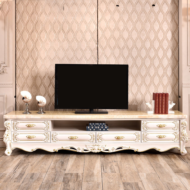 Open Storage Stand Console Glam TV Media Console with Drawers 94"L x 18"W x 20"H Clearhalo 'furn' 'furn_tv_stands_entertainment_centers' 'Furniture' 'Living Room Furniture' 'TV Stands & Entertainment Centers' 'TV Stands & Media Storage Furniture' 'tv_stands_entertainment_centers' 6865332