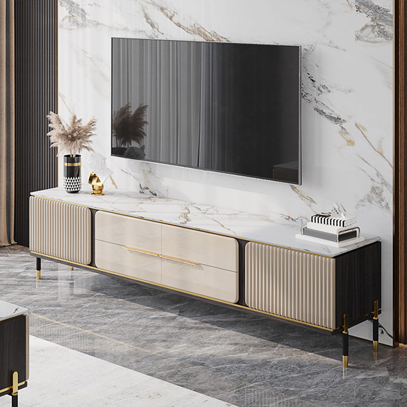 Modern Stand Console Enclosed Storage TV Media Console with Drawers 87"L x 16"W x 19"H Clearhalo 'furn' 'furn_tv_stands_entertainment_centers' 'Furniture' 'Living Room Furniture' 'TV Stands & Entertainment Centers' 'TV Stands & Media Storage Furniture' 'tv_stands_entertainment_centers' 6865365