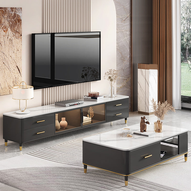 Enclosed Storage Stand Console Glam TV Media Console with 4 Drawers Clearhalo 'furn' 'furn_tv_stands_entertainment_centers' 'Furniture' 'Living Room Furniture' 'TV Stands & Entertainment Centers' 'TV Stands & Media Storage Furniture' 'tv_stands_entertainment_centers' 6865390