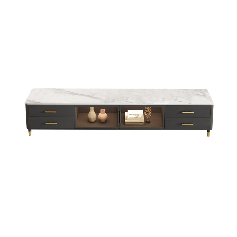 Enclosed Storage Stand Console Glam TV Media Console with 4 Drawers White Clearhalo 'furn' 'furn_tv_stands_entertainment_centers' 'Furniture' 'Living Room Furniture' 'TV Stands & Entertainment Centers' 'TV Stands & Media Storage Furniture' 'tv_stands_entertainment_centers' 6865391