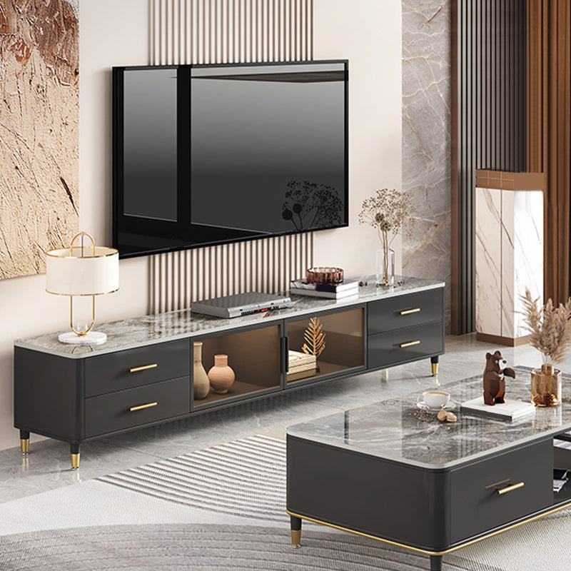 Enclosed Storage Stand Console Glam TV Media Console with 4 Drawers Clearhalo 'furn' 'furn_tv_stands_entertainment_centers' 'Furniture' 'Living Room Furniture' 'TV Stands & Entertainment Centers' 'TV Stands & Media Storage Furniture' 'tv_stands_entertainment_centers' 6865393