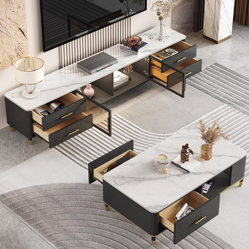Enclosed Storage Stand Console Glam TV Media Console with 4 Drawers Clearhalo 'furn' 'furn_tv_stands_entertainment_centers' 'Furniture' 'Living Room Furniture' 'TV Stands & Entertainment Centers' 'TV Stands & Media Storage Furniture' 'tv_stands_entertainment_centers' 6865394
