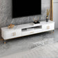 Glam Open Shelving Media Console Stone TV Stand with Drawers 79"L x 14"W x 18"H Clearhalo 'furn' 'furn_tv_stands_entertainment_centers' 'Furniture' 'Living Room Furniture' 'TV Stands & Entertainment Centers' 'TV Stands & Media Storage Furniture' 'tv_stands_entertainment_centers' 6865428