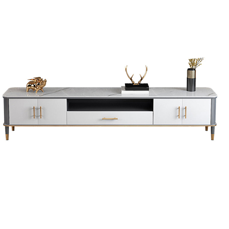 Glam Open Shelving Media Console Stone TV Stand with Drawers Clearhalo 'furn' 'furn_tv_stands_entertainment_centers' 'Furniture' 'Living Room Furniture' 'TV Stands & Entertainment Centers' 'TV Stands & Media Storage Furniture' 'tv_stands_entertainment_centers' 6865434