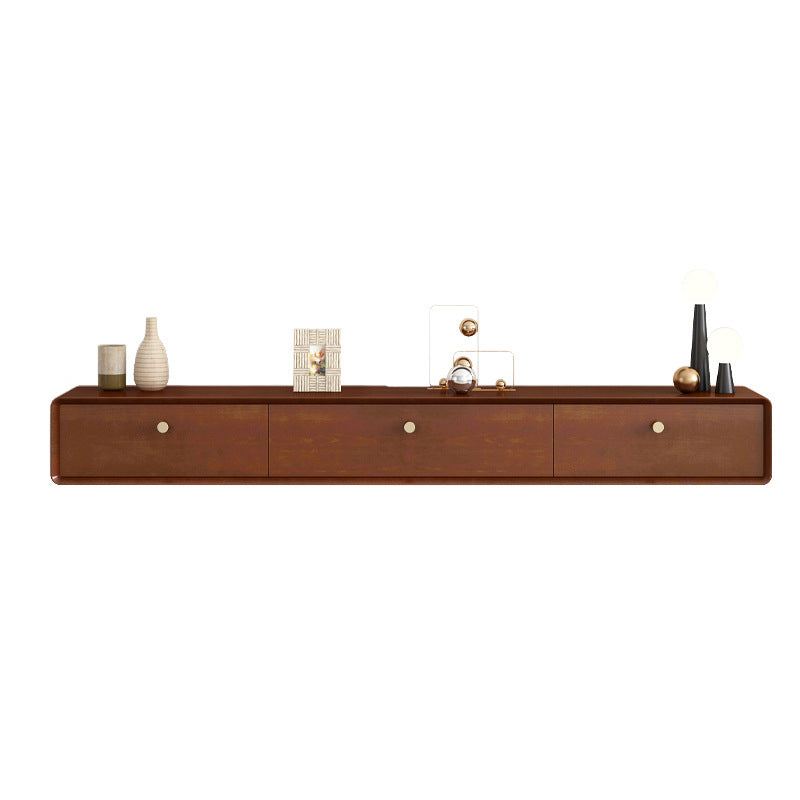 Enclosed Storage Stand Console Solid Wood TV Media Console with Drawers 63"L x 9.5"W x 8"H Walnut White Clearhalo 'furn' 'furn_tv_stands_entertainment_centers' 'Furniture' 'Living Room Furniture' 'TV Stands & Entertainment Centers' 'TV Stands & Media Storage Furniture' 'tv_stands_entertainment_centers' 6865444