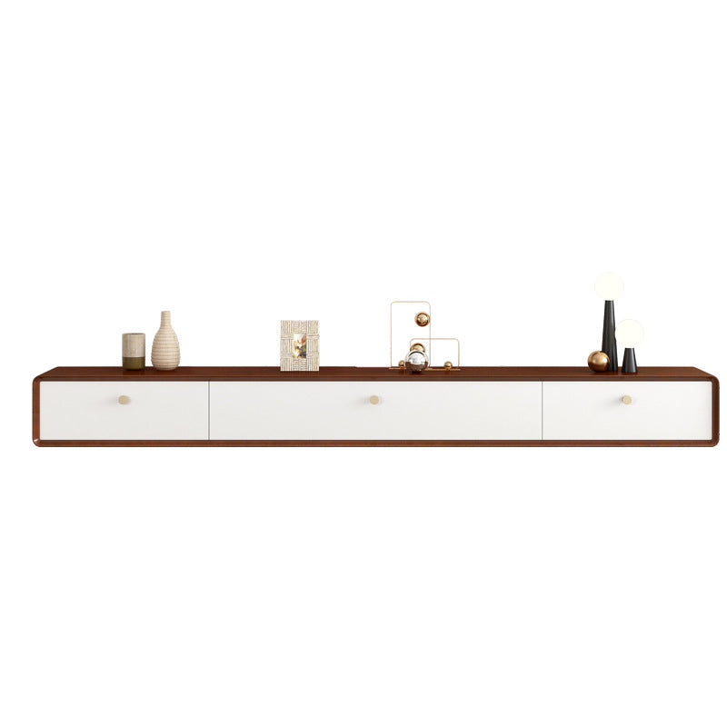 Enclosed Storage Stand Console Solid Wood TV Media Console with Drawers 79"L x 9.5"W x 8"H Nut-Brown Clearhalo 'furn' 'furn_tv_stands_entertainment_centers' 'Furniture' 'Living Room Furniture' 'TV Stands & Entertainment Centers' 'TV Stands & Media Storage Furniture' 'tv_stands_entertainment_centers' 6865451