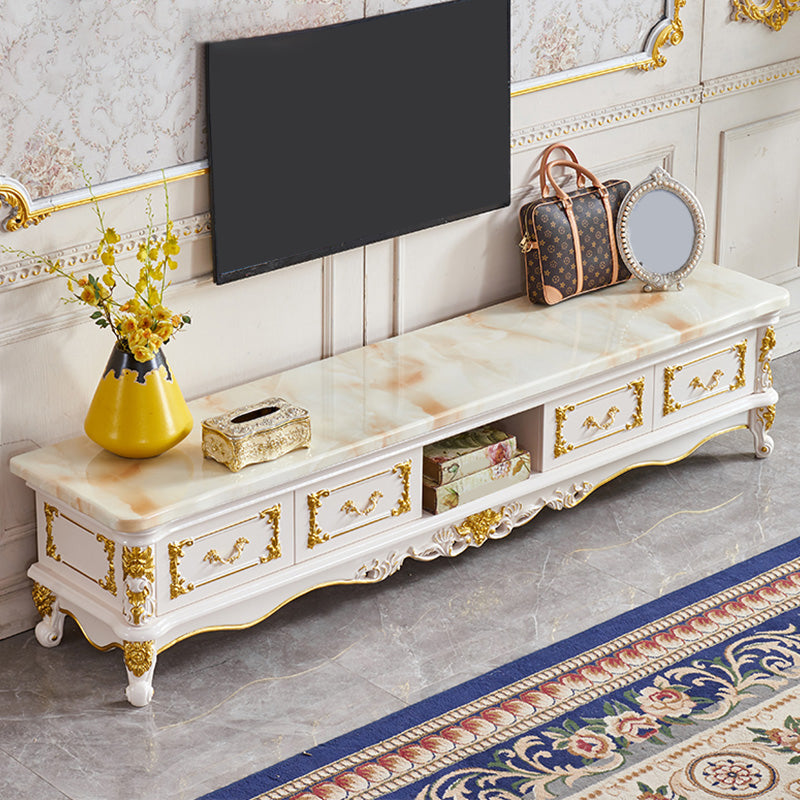 Open Storage Stand Console Traditional TV Media Console with Drawers 94.5"L x 18"W x 19"H Marble Clearhalo 'furn' 'furn_tv_stands_entertainment_centers' 'Furniture' 'Living Room Furniture' 'TV Stands & Entertainment Centers' 'TV Stands & Media Storage Furniture' 'tv_stands_entertainment_centers' 6865463