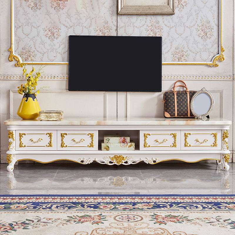 Open Storage Stand Console Traditional TV Media Console with Drawers 87"L x 18"W x 19"H Marble Clearhalo 'furn' 'furn_tv_stands_entertainment_centers' 'Furniture' 'Living Room Furniture' 'TV Stands & Entertainment Centers' 'TV Stands & Media Storage Furniture' 'tv_stands_entertainment_centers' 6865469