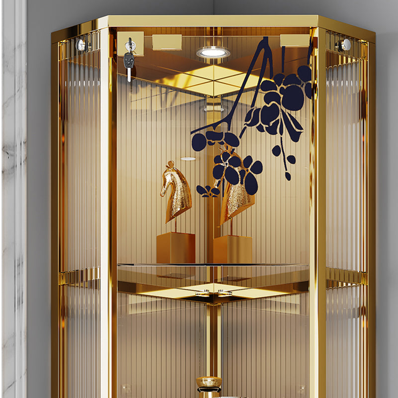 Porte di vetro contemporanea Curio Armadietto Armadietto di stoccaggio in metallo con illuminazione