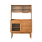Contemporary Dining Hutch Pine Glass Doors Storage Cabinet for Living Room 39"L x 16"W x 65"H Cherry Clearhalo 'Display & China Cabinets' 'display_china_cabinets' 'furn' 'furn_display_china_cabinets' 'Furniture' 'Kitchen & Dining Furniture' 6867802