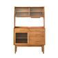 Contemporary Dining Hutch Pine Glass Doors Storage Cabinet for Living Room 47"L x 16"W x 65"H Cherry Clearhalo 'Display & China Cabinets' 'display_china_cabinets' 'furn' 'furn_display_china_cabinets' 'Furniture' 'Kitchen & Dining Furniture' 6867804