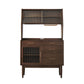 Contemporary Dining Hutch Pine Glass Doors Storage Cabinet for Living Room 33"L x 16"W x 65"H Nut-Brown Clearhalo 'Display & China Cabinets' 'display_china_cabinets' 'furn' 'furn_display_china_cabinets' 'Furniture' 'Kitchen & Dining Furniture' 6867805