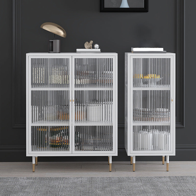 Contemporary Curio Cabinet Glass Doors Metal Storage Cabinet for Living Room