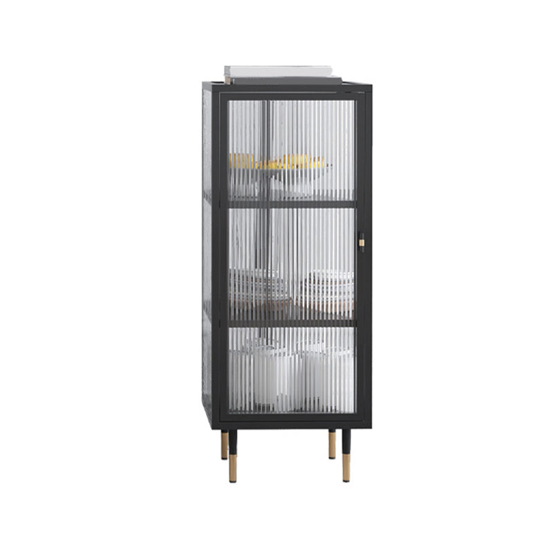 Contemporary Curio Cabinet Glass Doors Metal Storage Cabinet for Living Room